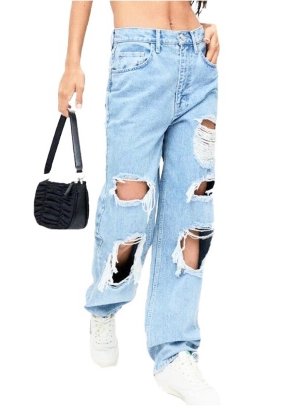 BDG Urban Outfitters High Rise Baggy Jeans Womens Size 25 Blue Denim Distressed